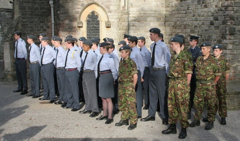On Parade outside the church