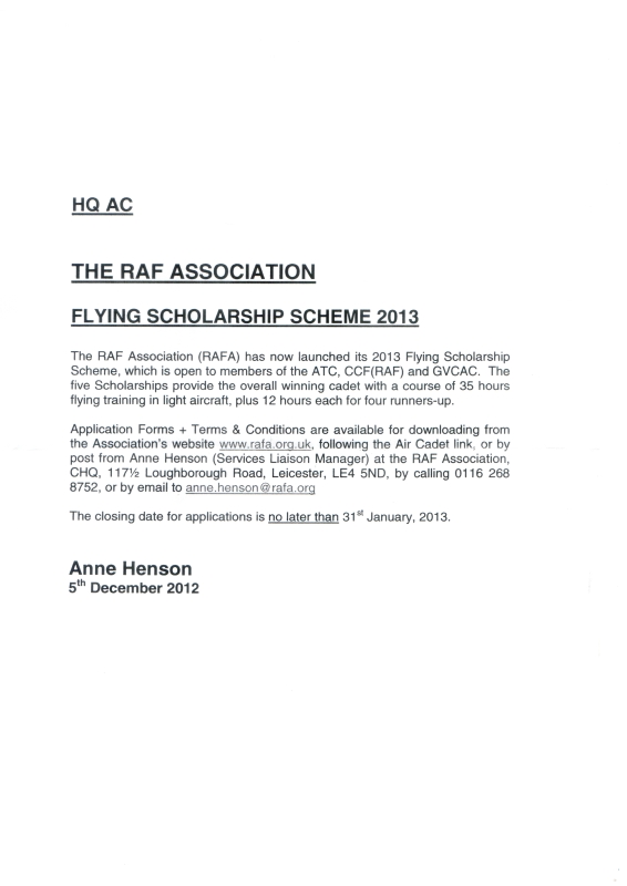 RAFA Flying Schollarship